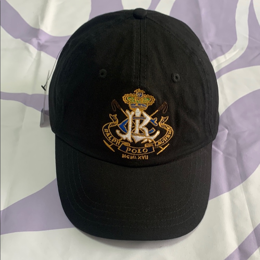 Ralph Lauren Black Polo Cap with Embroidered Crest